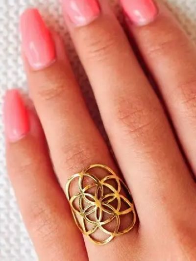 Bague Graine de vie (laiton or)