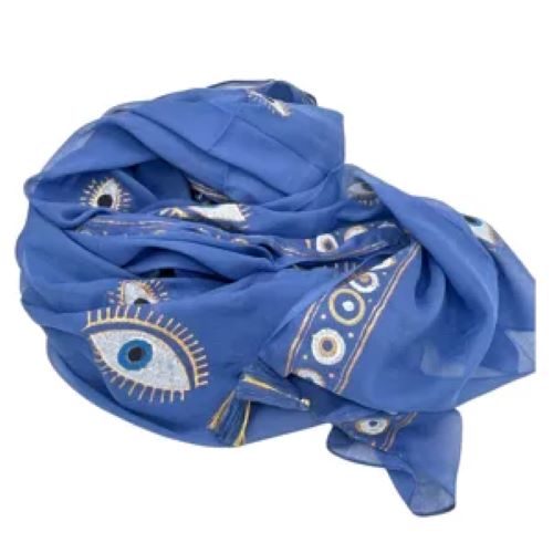 Paréo Nazar bleu profond et doré