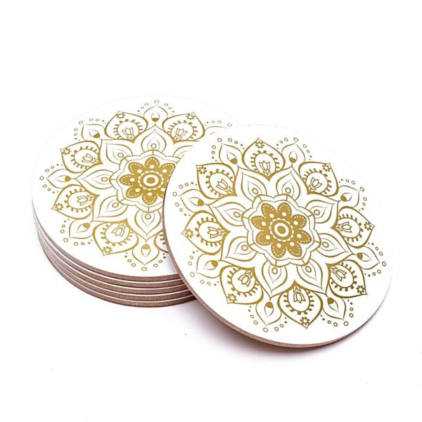 Sous verres Mandala blanc set de 6