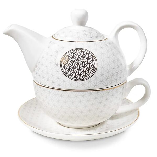 Théière & Tasse avec Sous-Tasse Fleur de vie