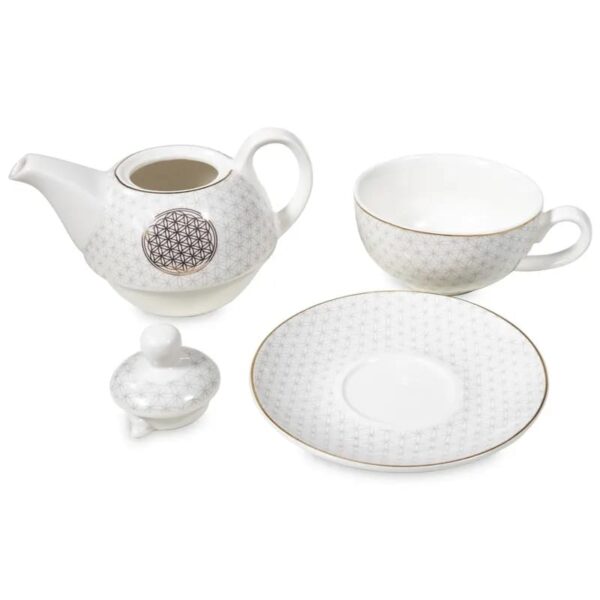 Théière & Tasse avec Sous-Tasse Fleur de vie